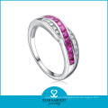 Whlolesale Ruby 925 anillo de plata esterlina con diseño personalizado (R-0086)